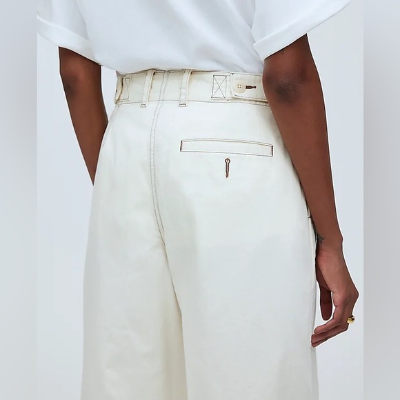 NWT Madewell Button-Tab Wide-Legs Pants Antique Cream, Sz 6 - Picture 10 of 14